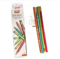 ORO Splash Multicolor Pencil with matching eraser (12 Pcs)