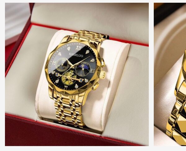 Montre de luxe dorée homme