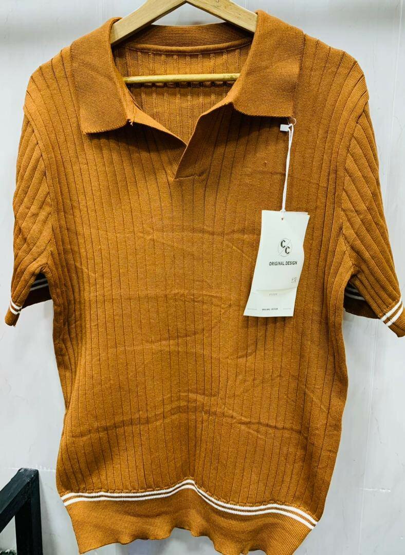 Polo en maille côtelée