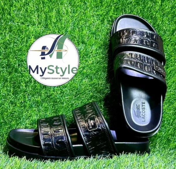 Mules en cuir noir pour homme