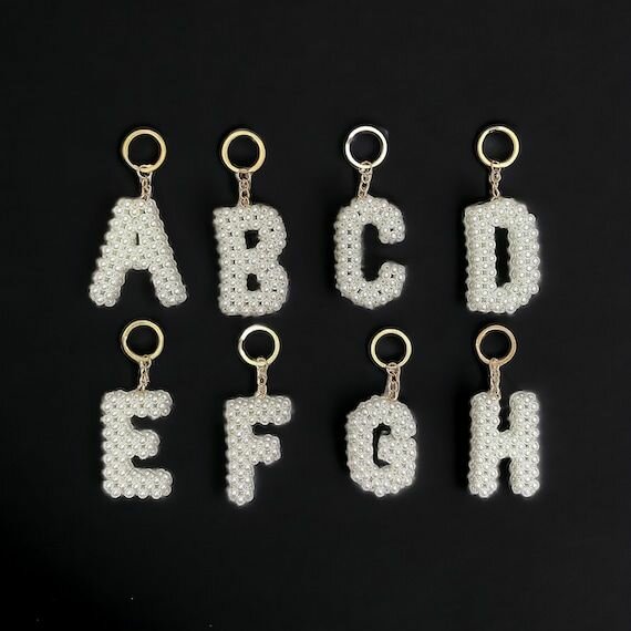 Pearls Alphabet Keychain