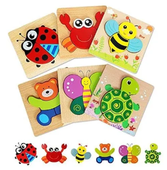 Wooden Jigsaw Puzzles for Toddlers 1 2 3 4 Year Old, 1 Pack of Montessori Toy Wooden Puzzle Educational Learning Toys & Gifts for Kids