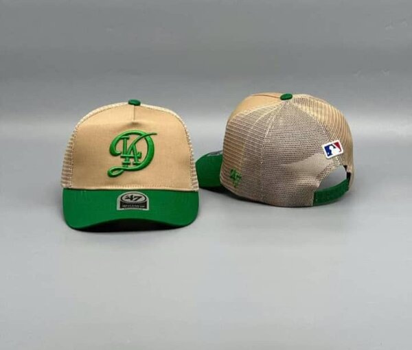 Casquette baseball beige et verte