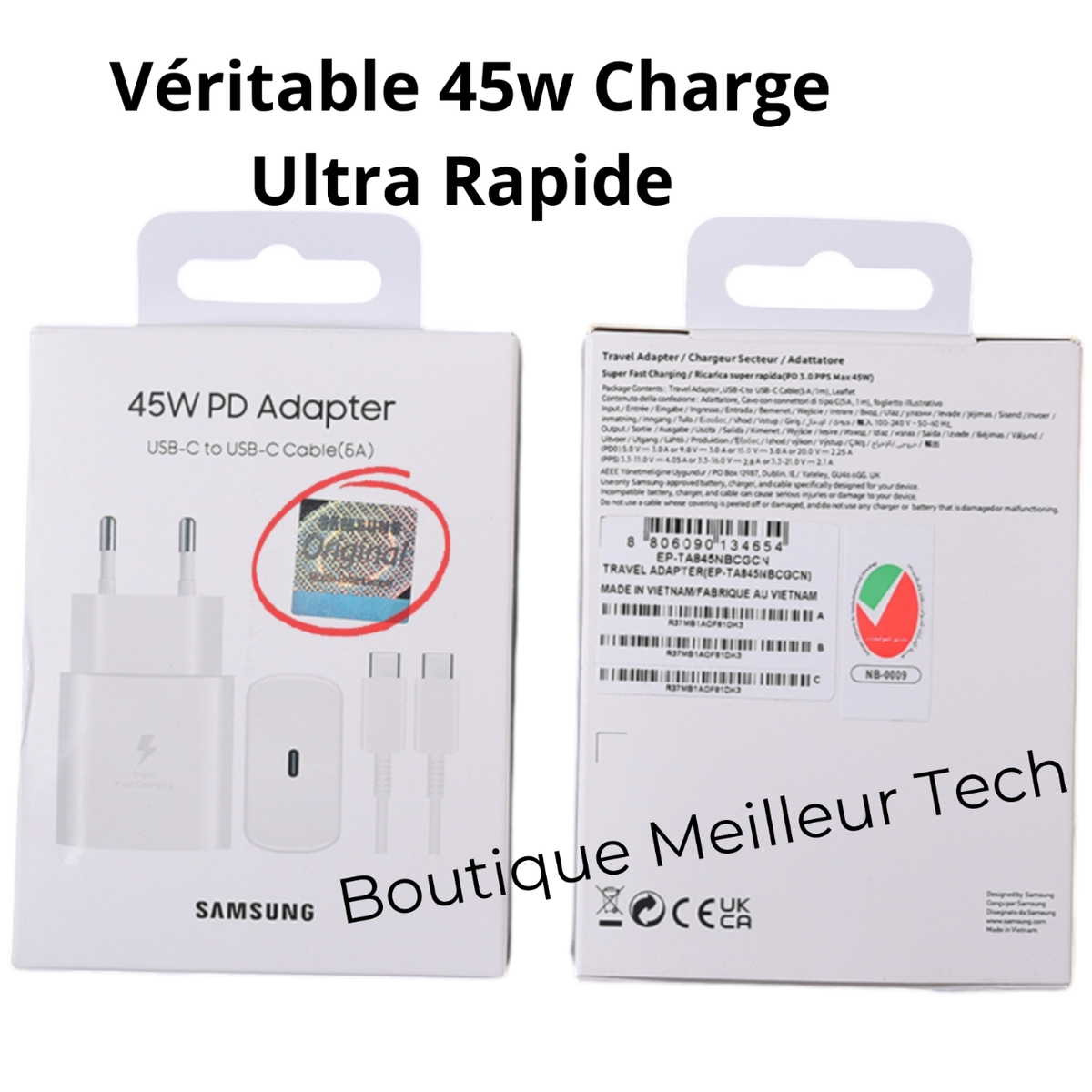 Chargeur Samsung 45w Ultra Rapide Type-C, Original