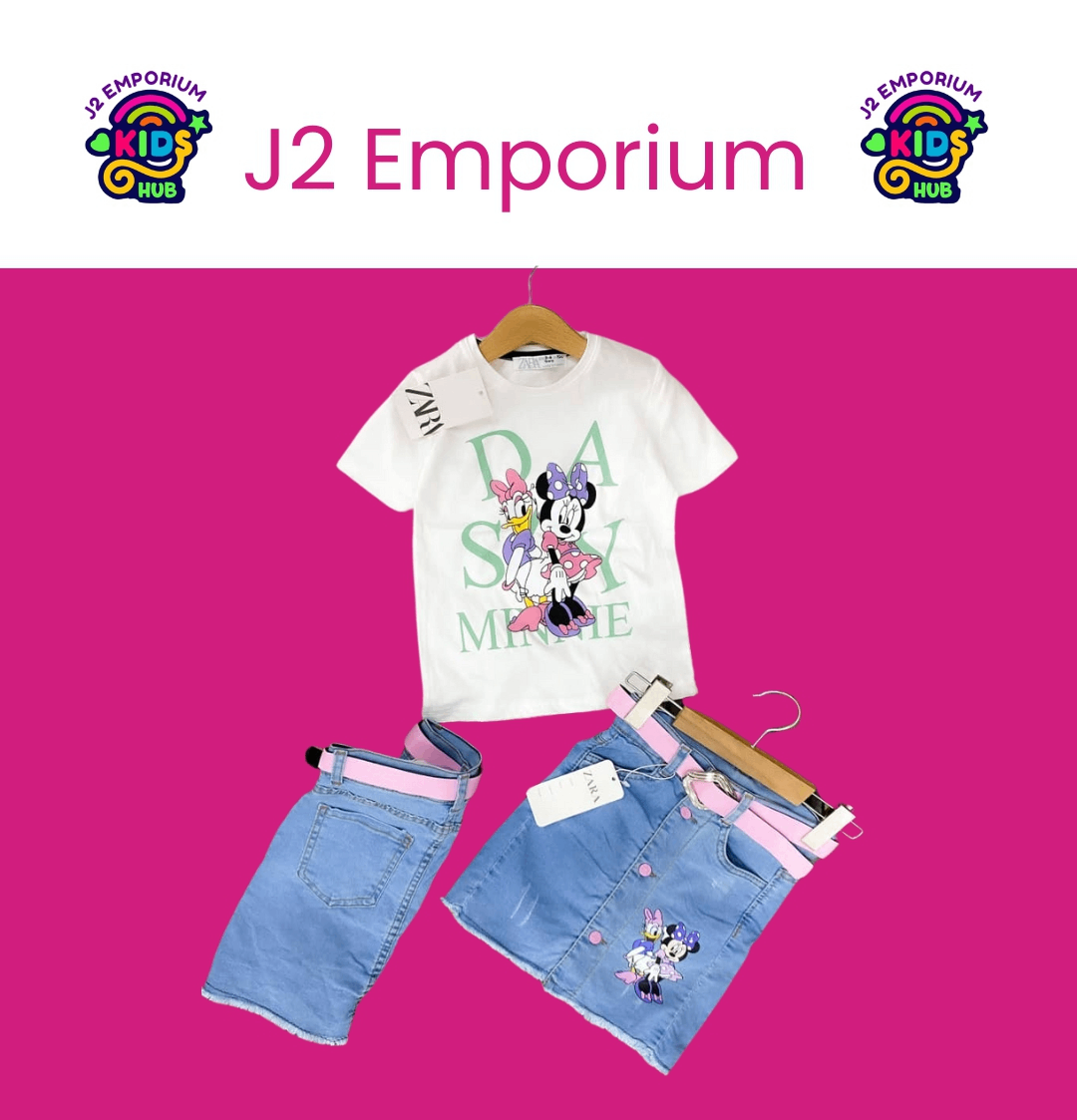 Disney characters outfit- top with jeans skirt