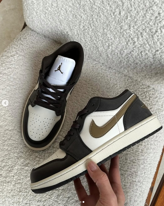 Кроссовки Air Jordan 1 low черный,белый,коричневый