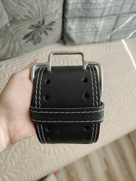 POWERMENS, Пояс для пауэрлифтинга из натуральной кожи на нак