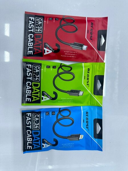 Iphone, type C and flat pin charging cables