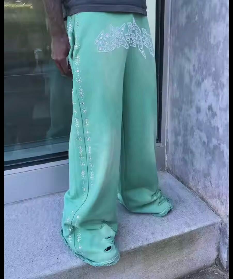 Pantalons larges à perles