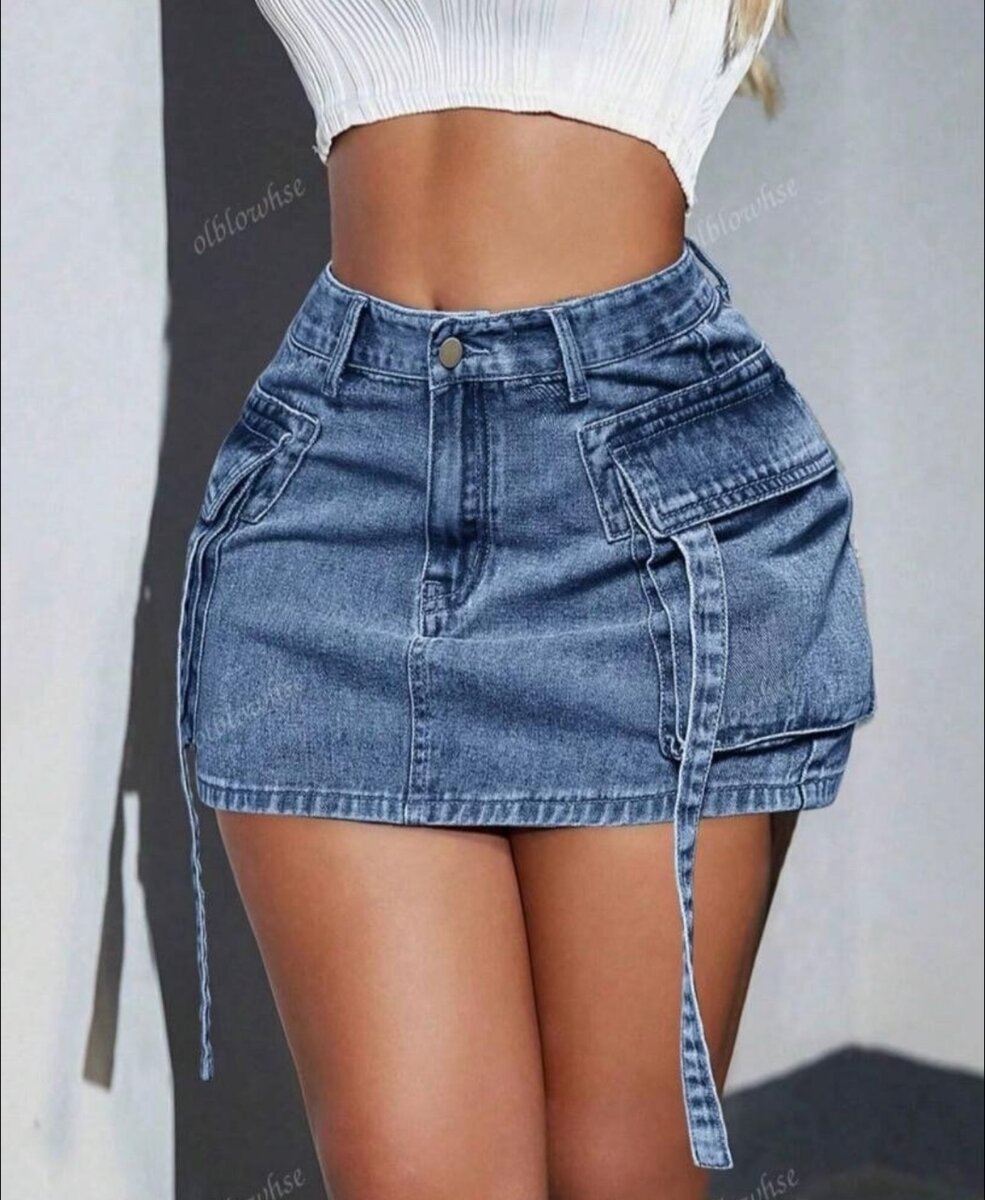 Jupe en jean utilitaire tendance