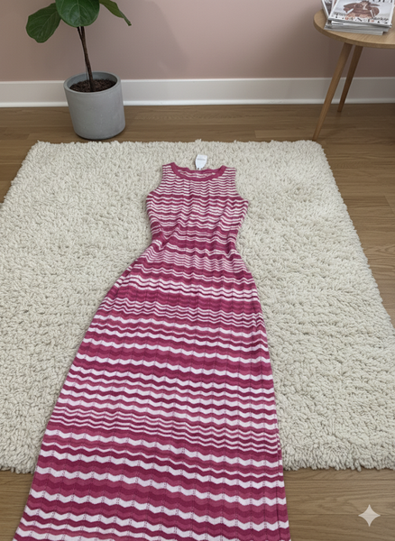 Robe d'été rayée rose