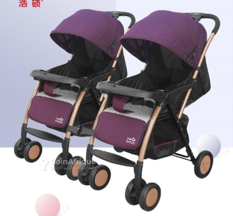 Poussette jumeaux violet