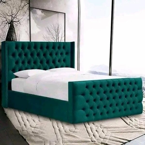 Lit capitonné luxueux vert