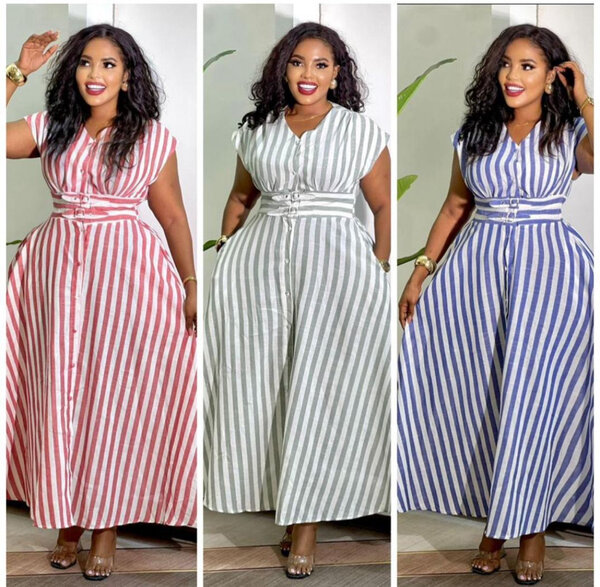 Robe longue rayée élégante