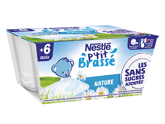 Nestlé p'tit brassé nature sans sucre dès 6 mois