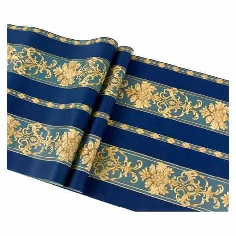 Papier peint baroque bleu doré