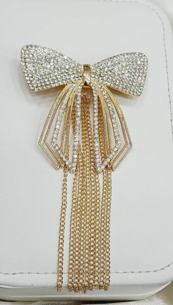 WOW Sparkly Rhinestone Bow Tassel Hair Clip/catcher for