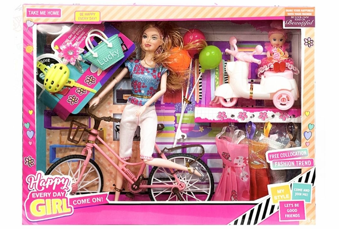 Poupée avec Vélo et Scooter