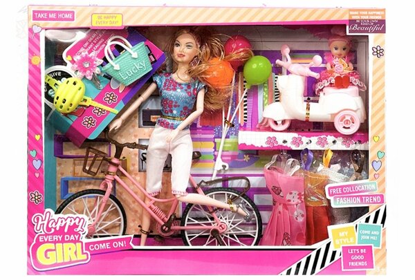 Poupée avec Vélo et Scooter