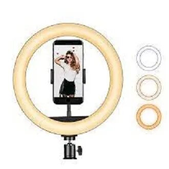 26cm Ring Light With Phone Holder & 3 Shades Of Color For Vi