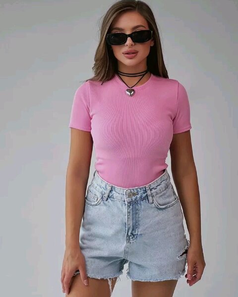 Bodysuit rose moulant femme