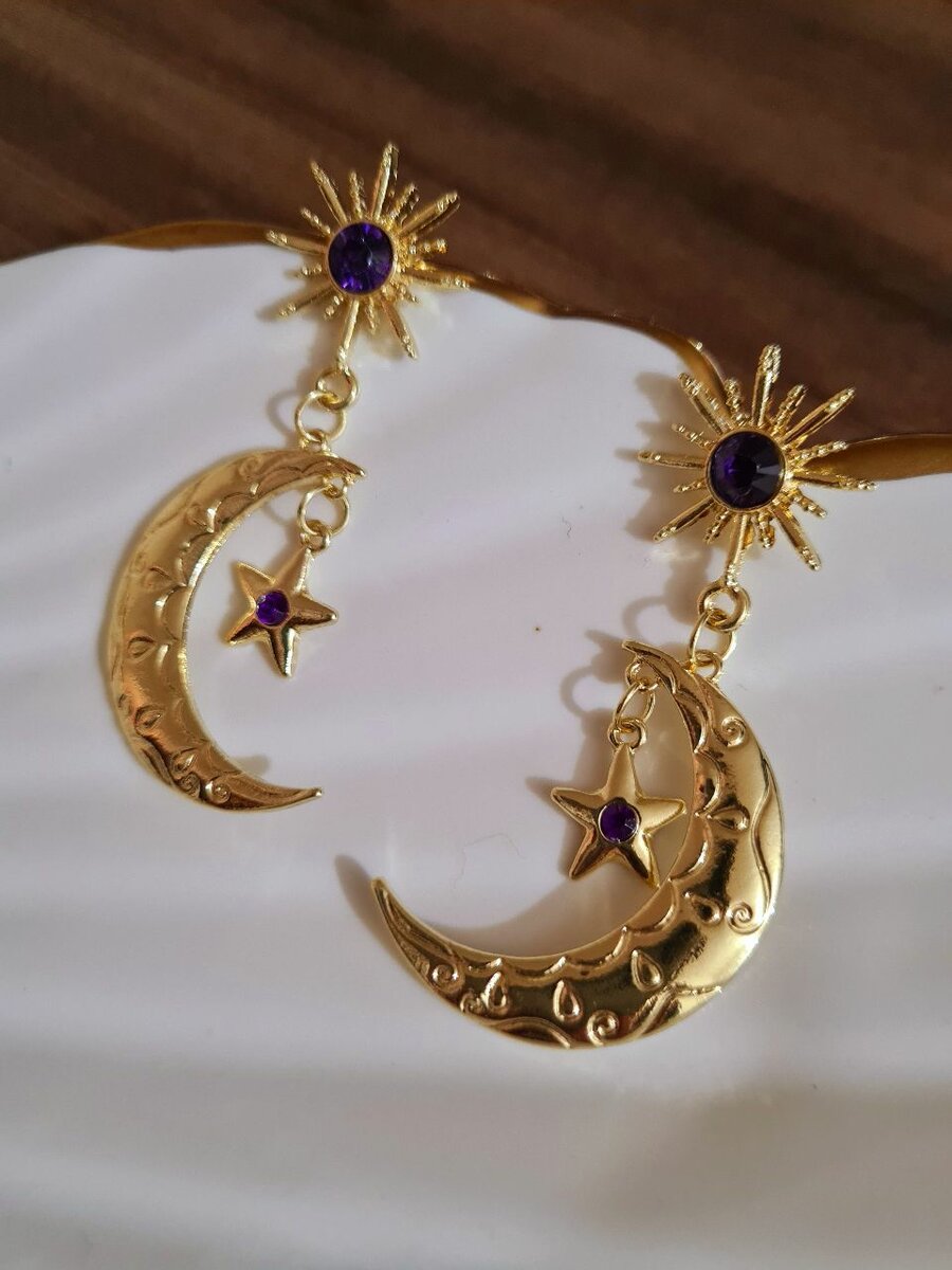 Moon and star earrings