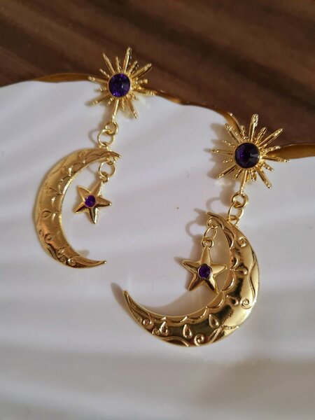 Moon and star earrings