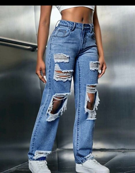 Jean déchiré tendance femme