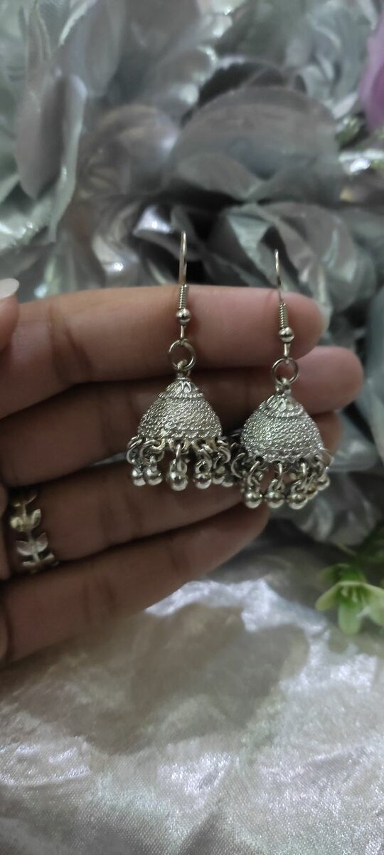 Silver Oxidized Jhumka Earrings
