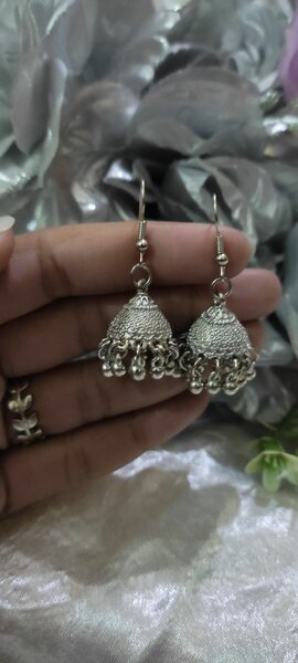 Silver Oxidized Jhumka Earrings