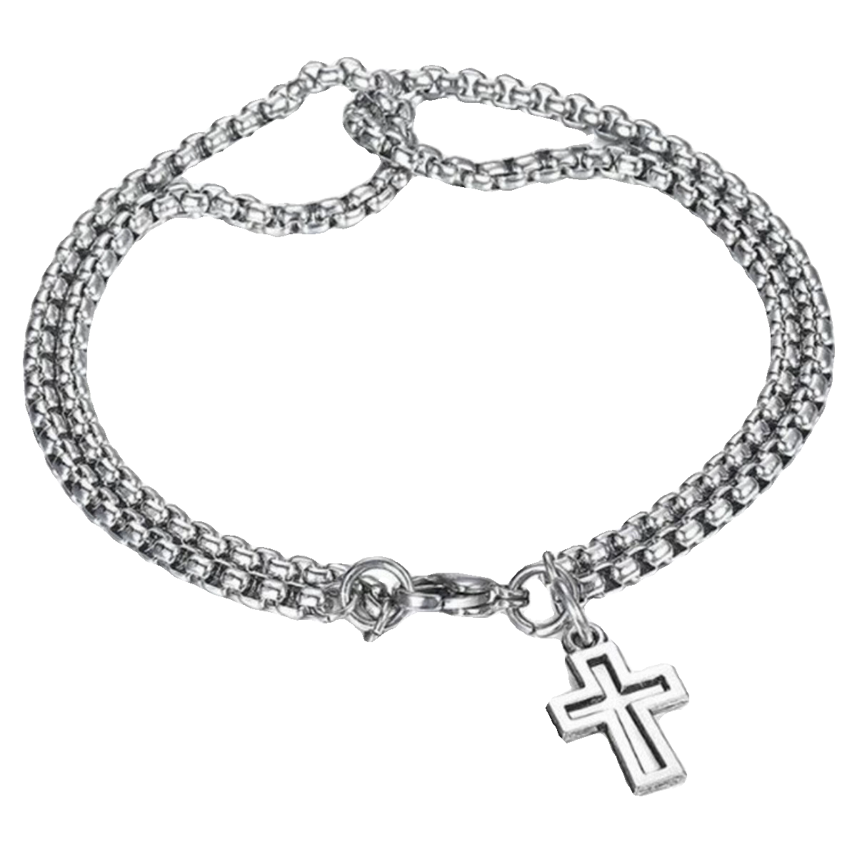 Men Silver cross bracelet