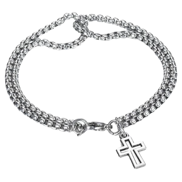 Men Silver cross bracelet