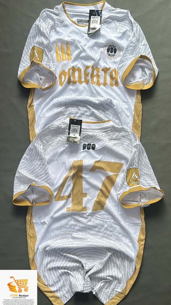 Maillot de football blanc or