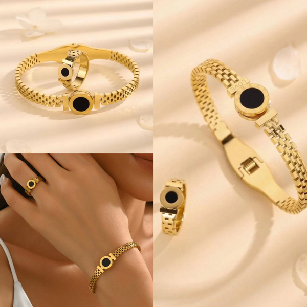 Ensemble Bracelet et Bague Dorés