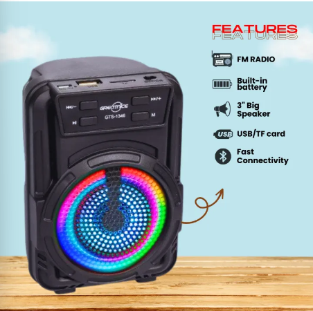 Wireless Rgb Bluetooth Speaker - Mini Portable, Rechargeable Bluetooth Speaker with High Quality Sound, High Bass & Woofer for Mobile, PC Computer & Laptop - support Memory Card, USB, FM Radio - by Unique Mall.