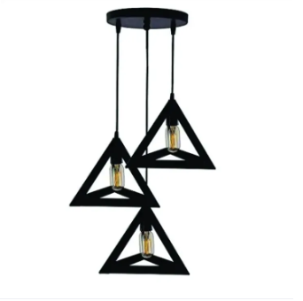 3 in 1 Triangle Shape Hanging Lamp, Ceiling Light, Ceiling Lamp, Pendant Lamp, Modern Light Fixtures for Home Lighting, Office Lighting, TV Lounge, Bed Room, Led Light, Led Bulb, Filament Bulb (BULB NOT INCLUDED)