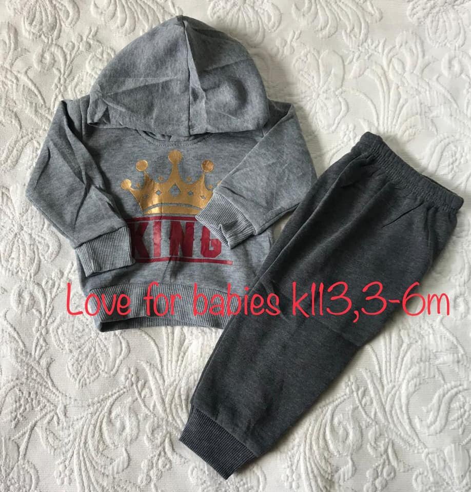 Gray sports suit, inscription King, 3-6m