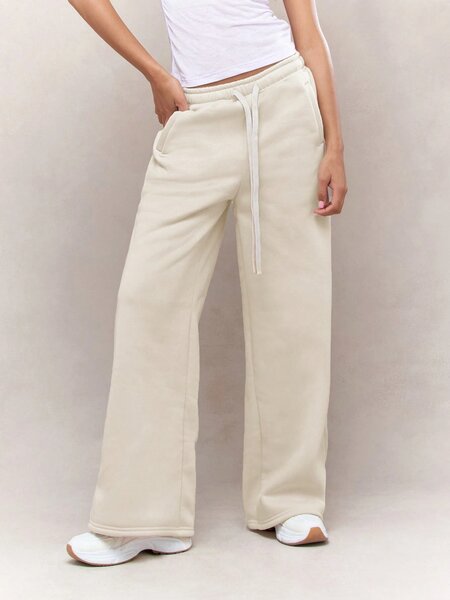 Pantalon large beige femme