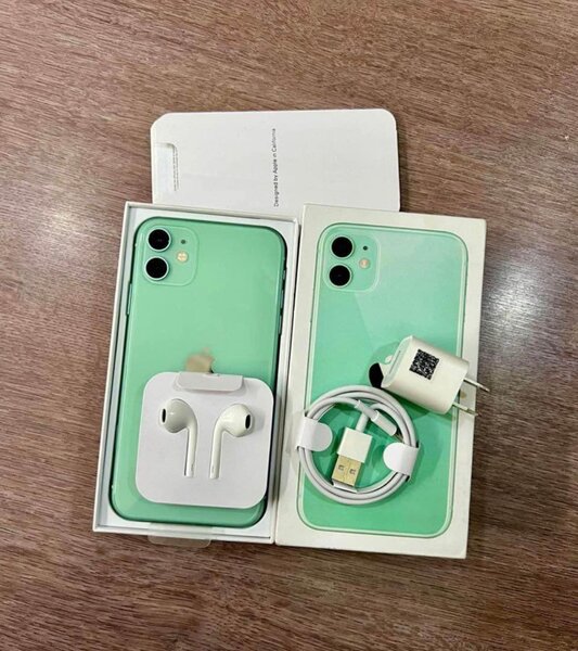 iPhone 11 vert avec accessoires