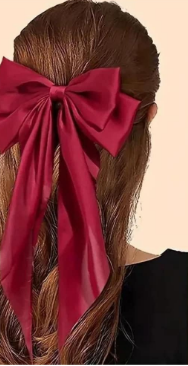 Bow hair clip for girls, red,