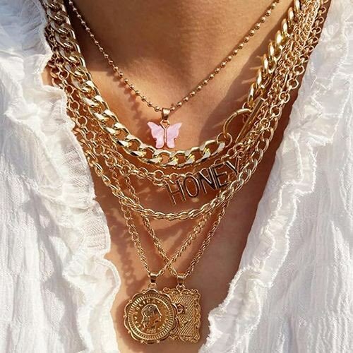 7 IN 1 Women's Necklace Fashion Layered Set - Gold