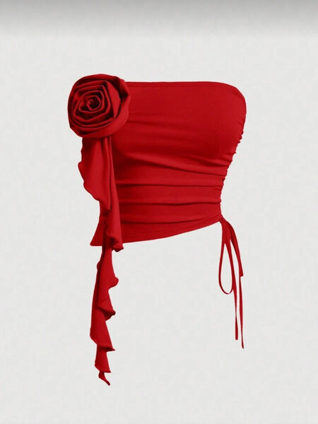 Top bustier asymétrique rouge