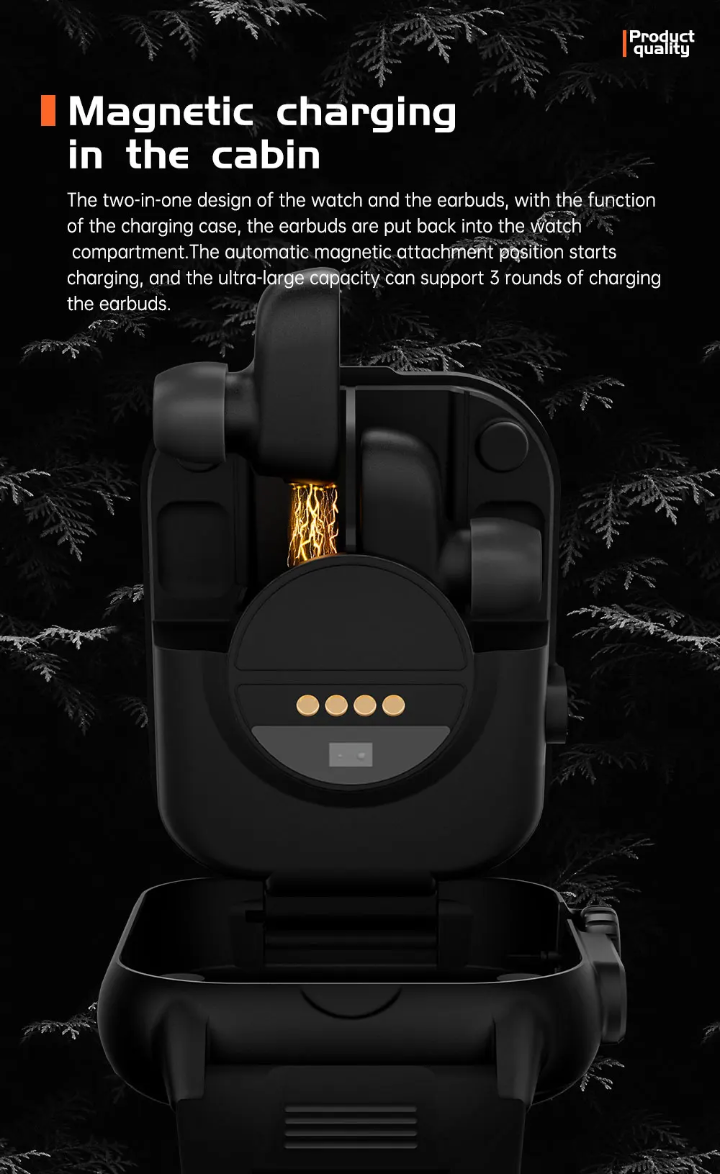 Montre intelligente avec écouteurs magnétiques