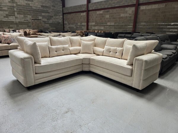 Canapé d'angle en tissu beige