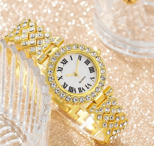 Montre femme dorée diamanté