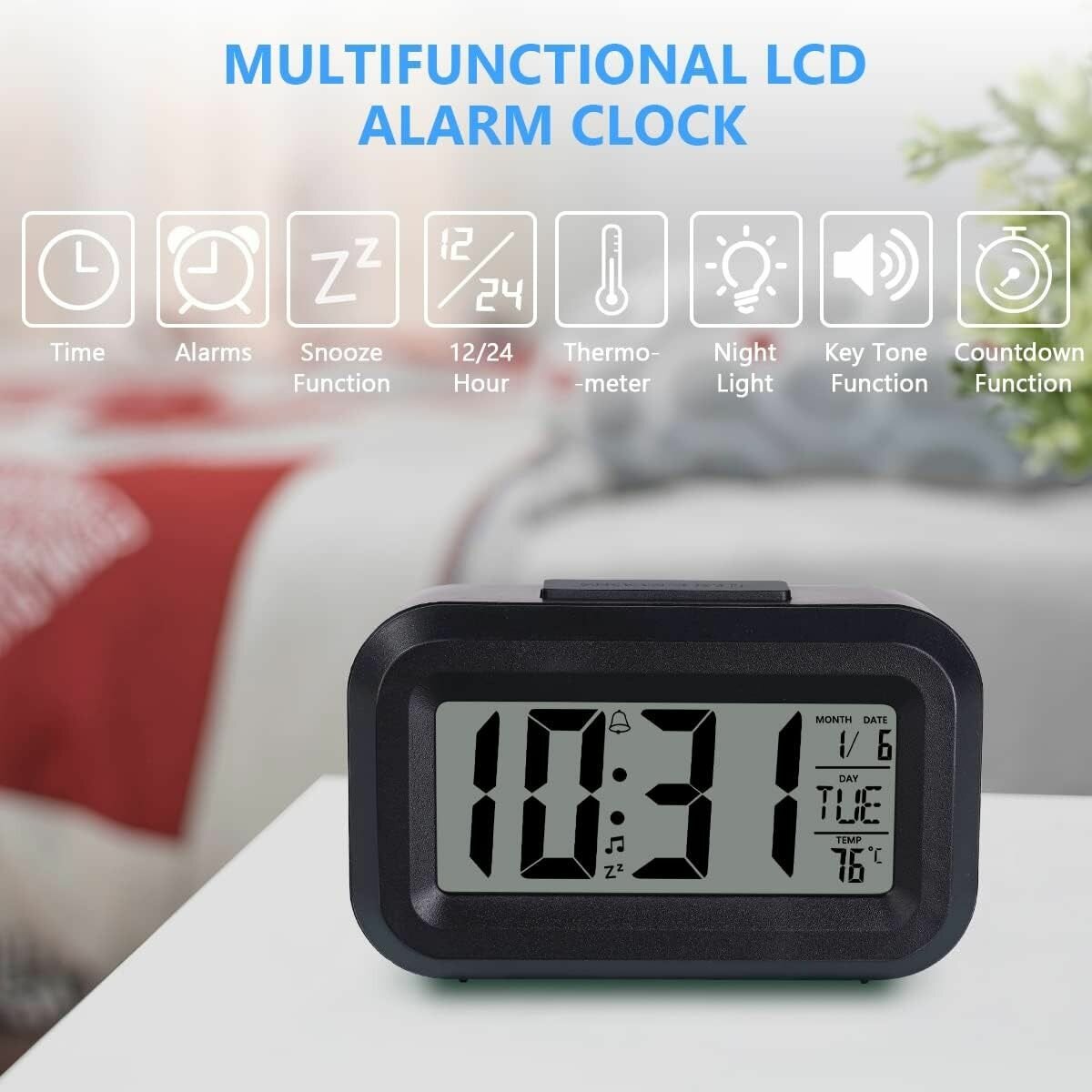 Digital Alarm Clock - Black