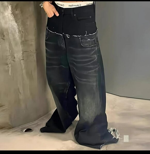 Jean large noir délavé