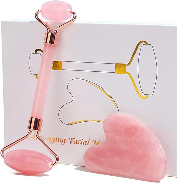 Rose Quartz Face roller and Gua sha Set