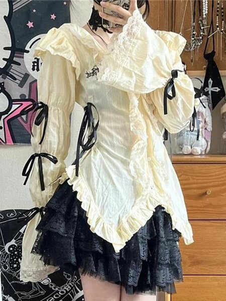 Белая готическая рубашка y2k