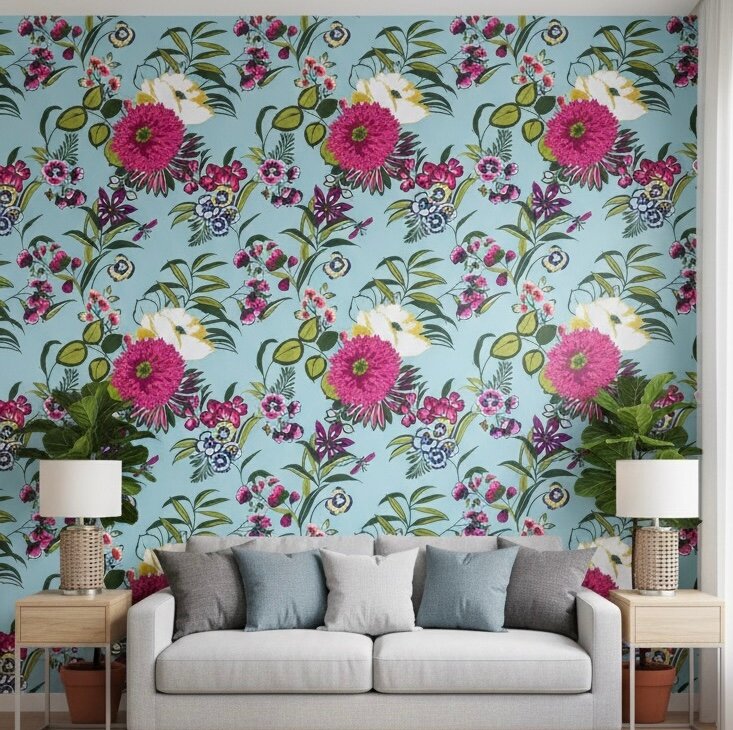 Papier peint floral vibrant